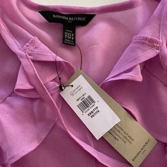Banana Republic Petite ruffles top in orchid jubilee Sz XXS - Picture 5 of 12